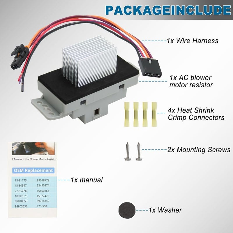 A.D.P. HVAC Blower Motor Resistor Kit Compatible with 2003 2004 2005 2006 2007 Chevy,GMC - Silverado, Tahoe, Suburban,Avalanche,Sierra,Yukon XL Replace# 15-81773,1581773,89018778,89019351 Auto AC Control - Image 5